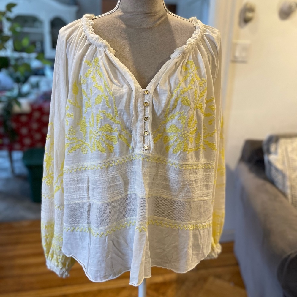 Free People Boho inspired Persuasion Oversized Embroidered Long sleeve Top